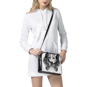 Black And White Drawing Beagle Print Shoulder Handbag