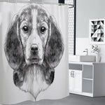 Black And White Drawing Beagle Print Shower Curtain