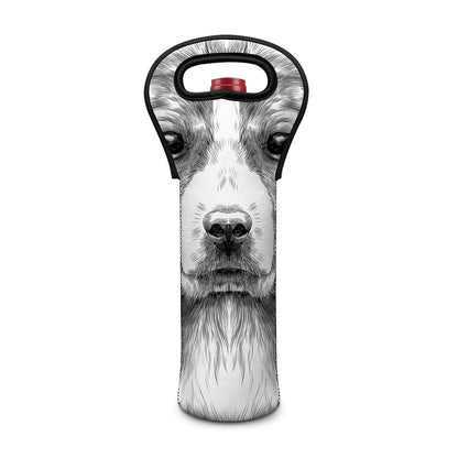 Black And White Drawing Beagle Print Single Neoprene Wine Tote