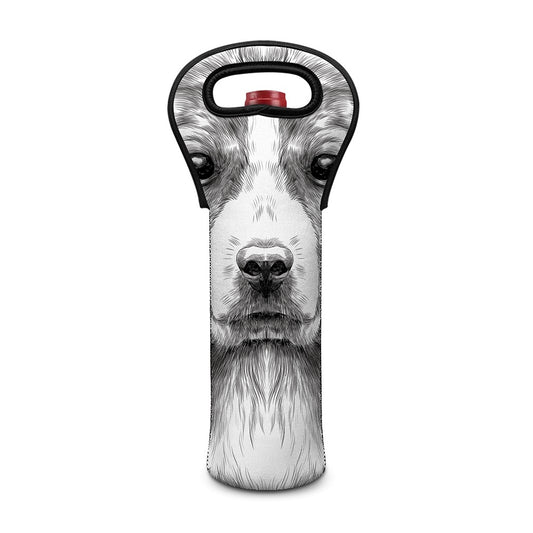 Black And White Drawing Beagle Print Single Neoprene Wine Tote