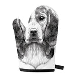 Black And White Drawing Beagle Print Single Oven Mitt