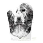 Black And White Drawing Beagle Print Single Oven Mitt