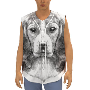 Black And White Drawing Beagle Print Sleeveless Baseball Jersey