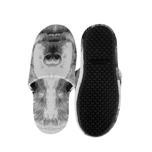 Black And White Drawing Beagle Print Slippers