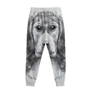 Black And White Drawing Beagle Print Sweatpants