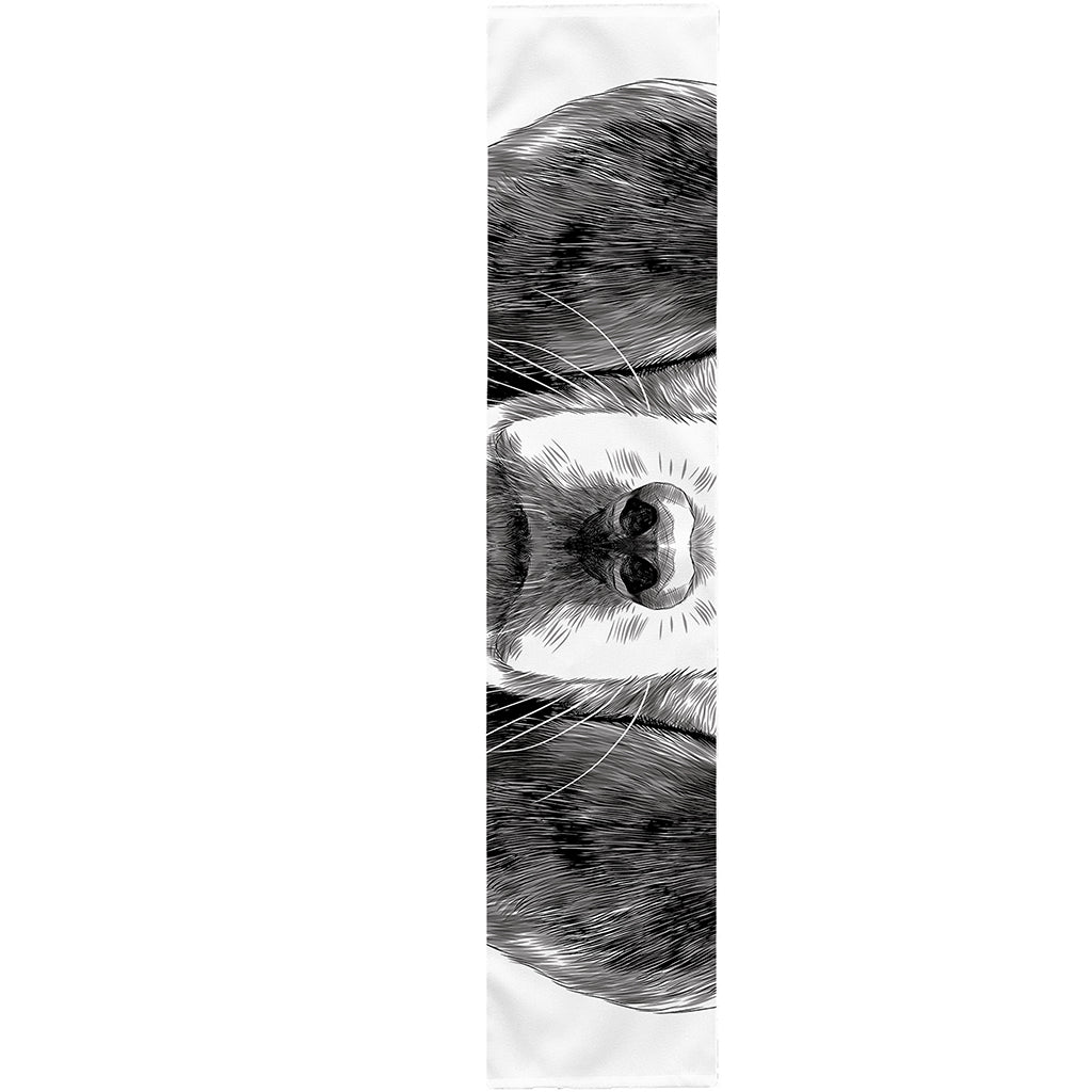 Black And White Drawing Beagle Print Table Runner