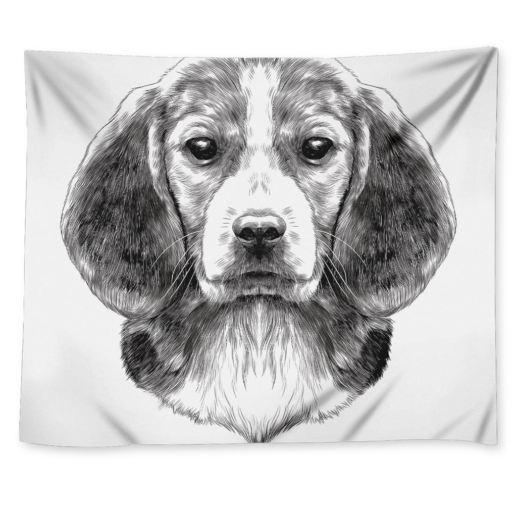 Black And White Drawing Beagle Print Tapestry