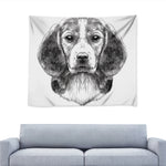 Black And White Drawing Beagle Print Tapestry