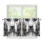 Black And White Drawing Beagle Print Tier Curtains