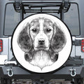Black And White Drawing Beagle Print Tire Cover