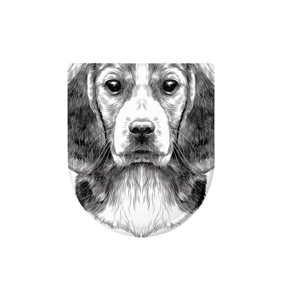 Black And White Drawing Beagle Print Toilet Lid Cover