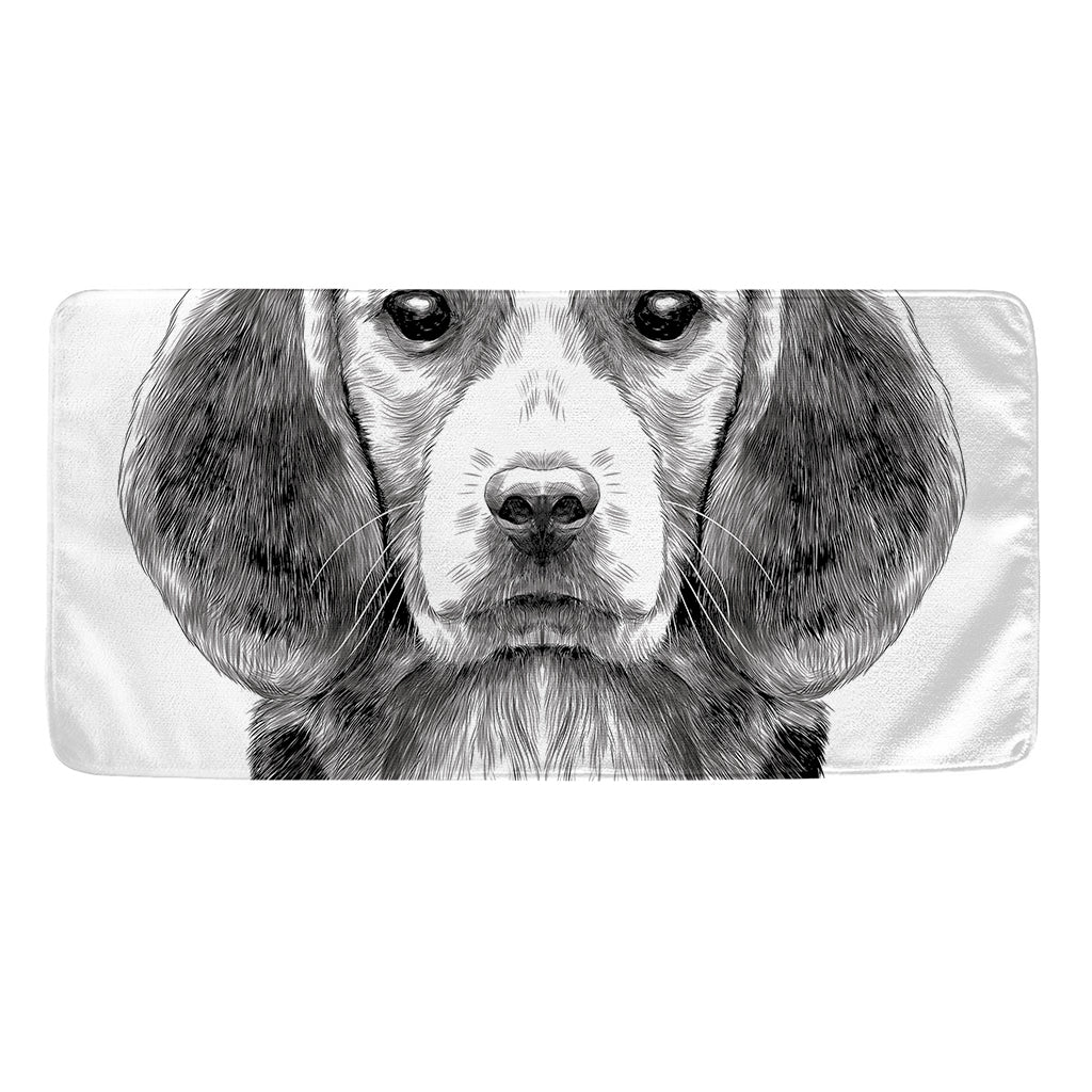 Black And White Drawing Beagle Print Towel