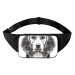 Black And White Drawing Beagle Print Waist Bag