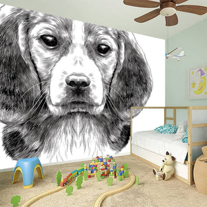 Black And White Drawing Beagle Print Wall Sticker