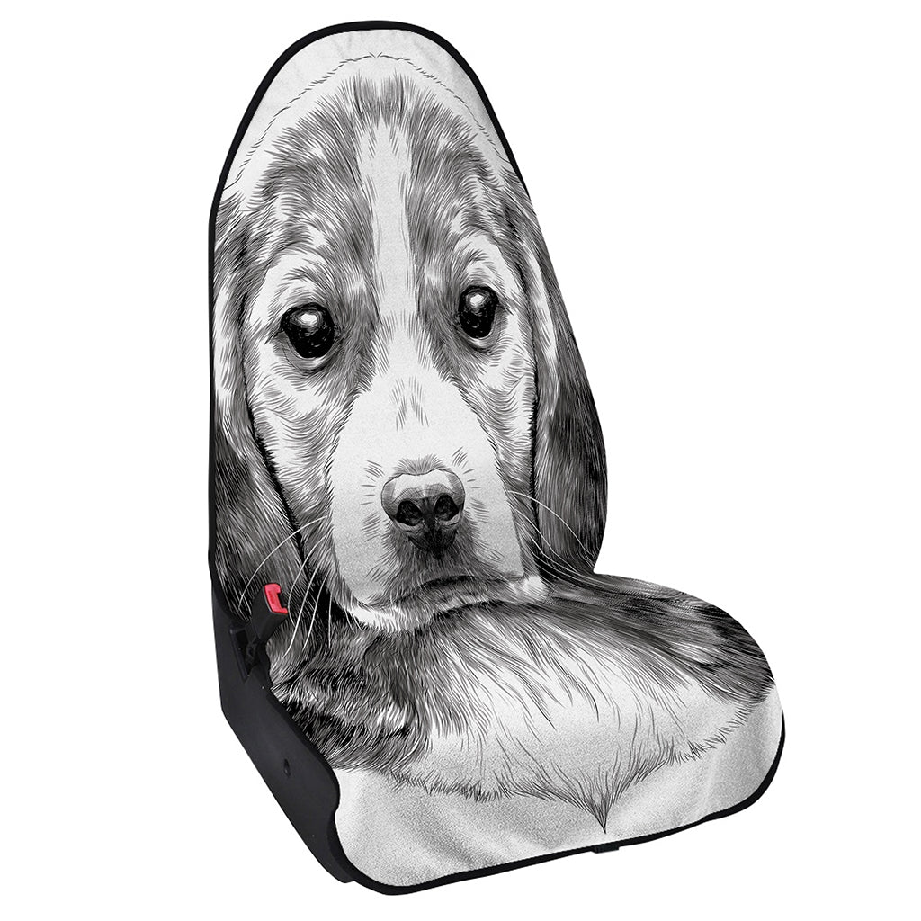 Black And White Drawing Beagle Print Waterproof Car Seat Cover