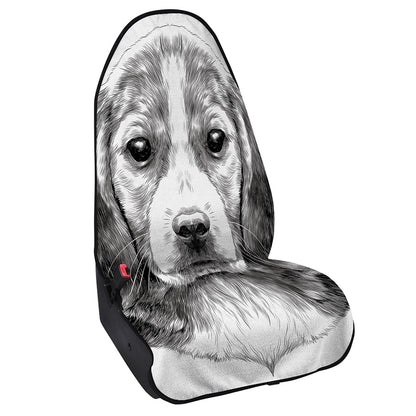 Black And White Drawing Beagle Print Waterproof Car Seat Cover