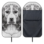 Black And White Drawing Beagle Print Waterproof Car Seat Cover