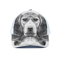 Black And White Drawing Beagle Print White Mesh Trucker Hat