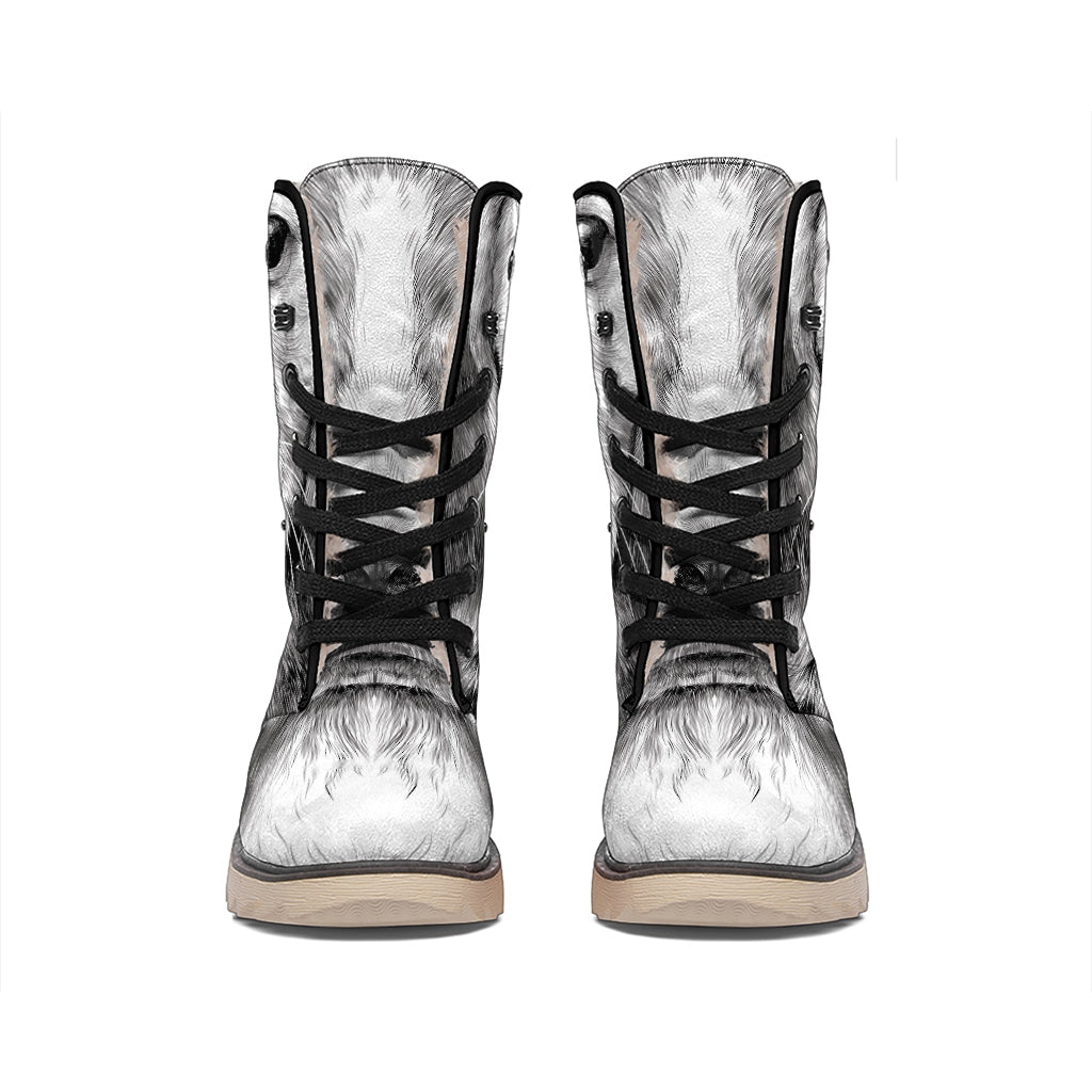 Black And White Drawing Beagle Print Winter Boots