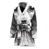 Black And White Drawing Beagle Print Women's Bathrobe