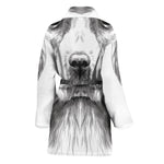 Black And White Drawing Beagle Print Women's Bathrobe