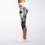 Black And White Drawing Beagle Print Women's Capri Leggings