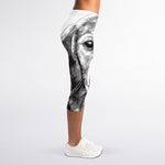 Black And White Drawing Beagle Print Women's Capri Leggings