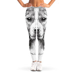 Black And White Drawing Beagle Print Women's Leggings