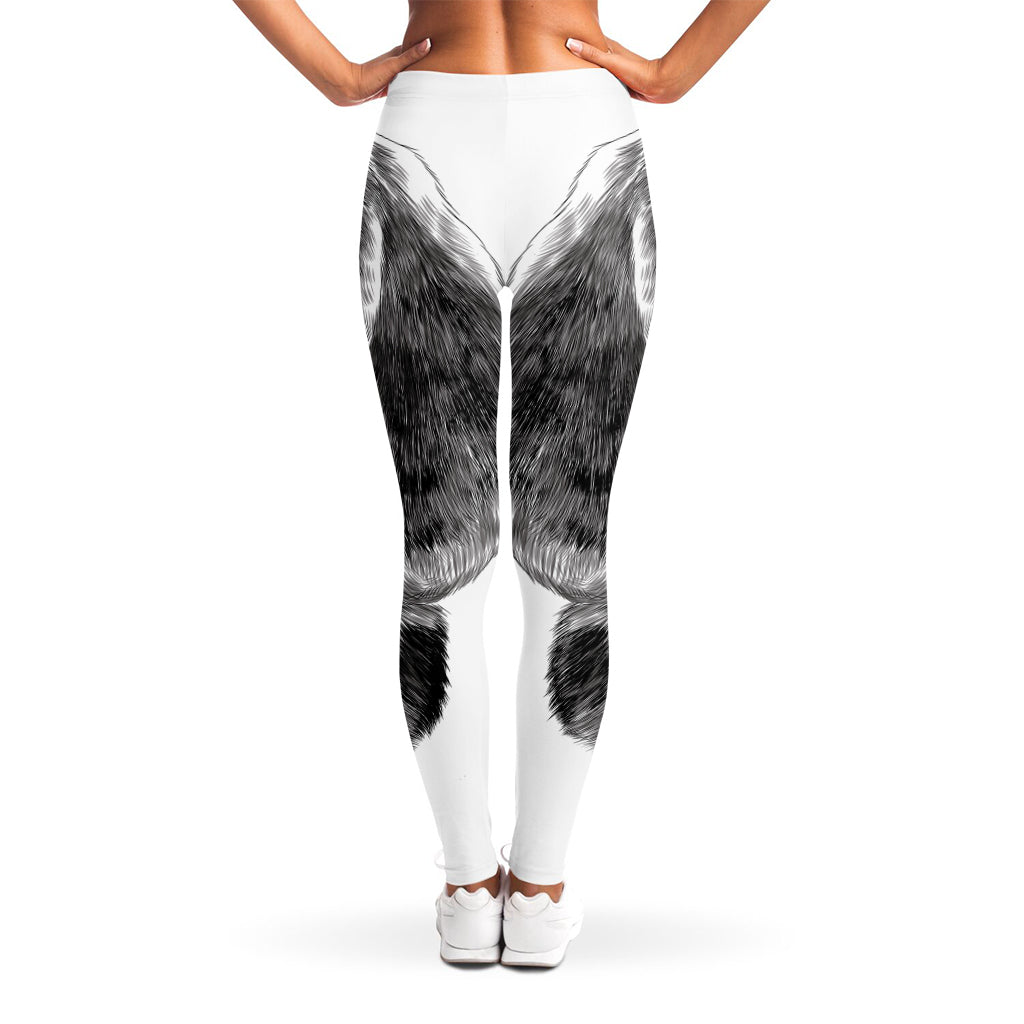 Black And White Drawing Beagle Print Women's Leggings