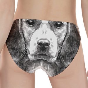 Black And White Drawing Beagle Print Women's Panties