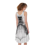 Black And White Drawing Beagle Print Women's Sleeveless Dress