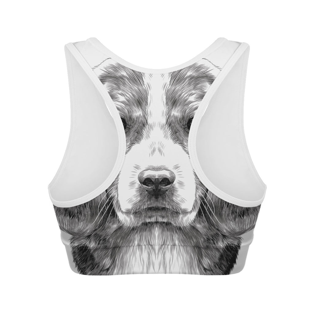 Black And White Drawing Beagle Print Women's Sports Bra