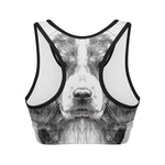 Black And White Drawing Beagle Print Women's Sports Bra