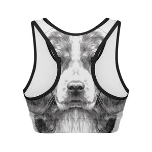 Black And White Drawing Beagle Print Women's Sports Bra