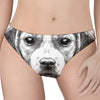 Black And White Drawing Beagle Print Women's Thong