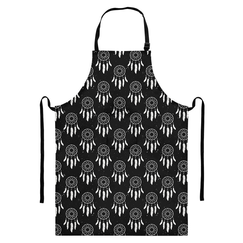 Black And White Dream Catcher Print Bib Apron With Pocket