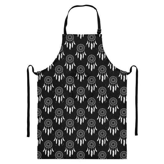 Black And White Dream Catcher Print Bib Apron With Pocket