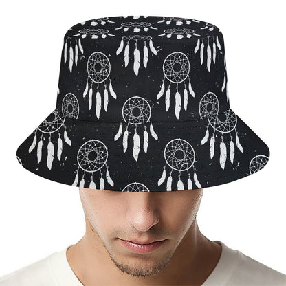 Black And White Dream Catcher Print Bucket Hat