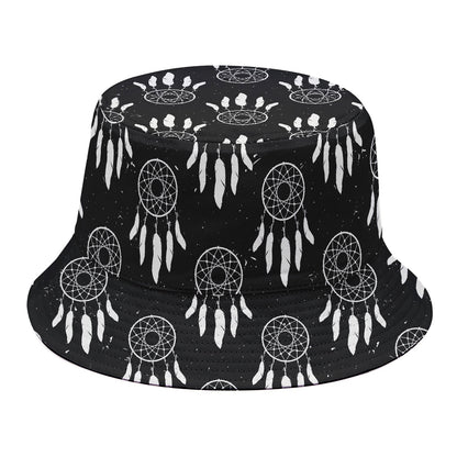 Black And White Dream Catcher Print Bucket Hat