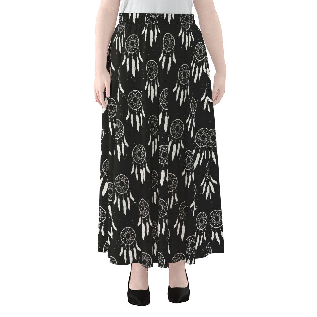 Black And White Dream Catcher Print Chiffon Maxi Skirt