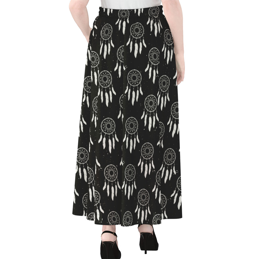 Black And White Dream Catcher Print Chiffon Maxi Skirt