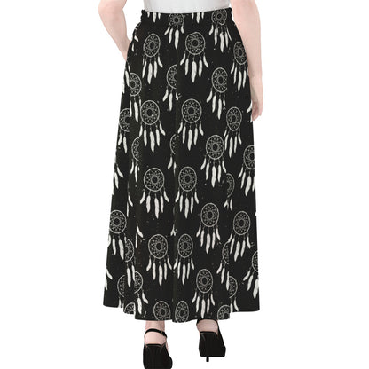 Black And White Dream Catcher Print Chiffon Maxi Skirt