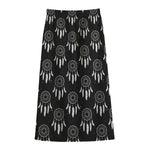 Black And White Dream Catcher Print Cotton Front Slit Maxi Skirt
