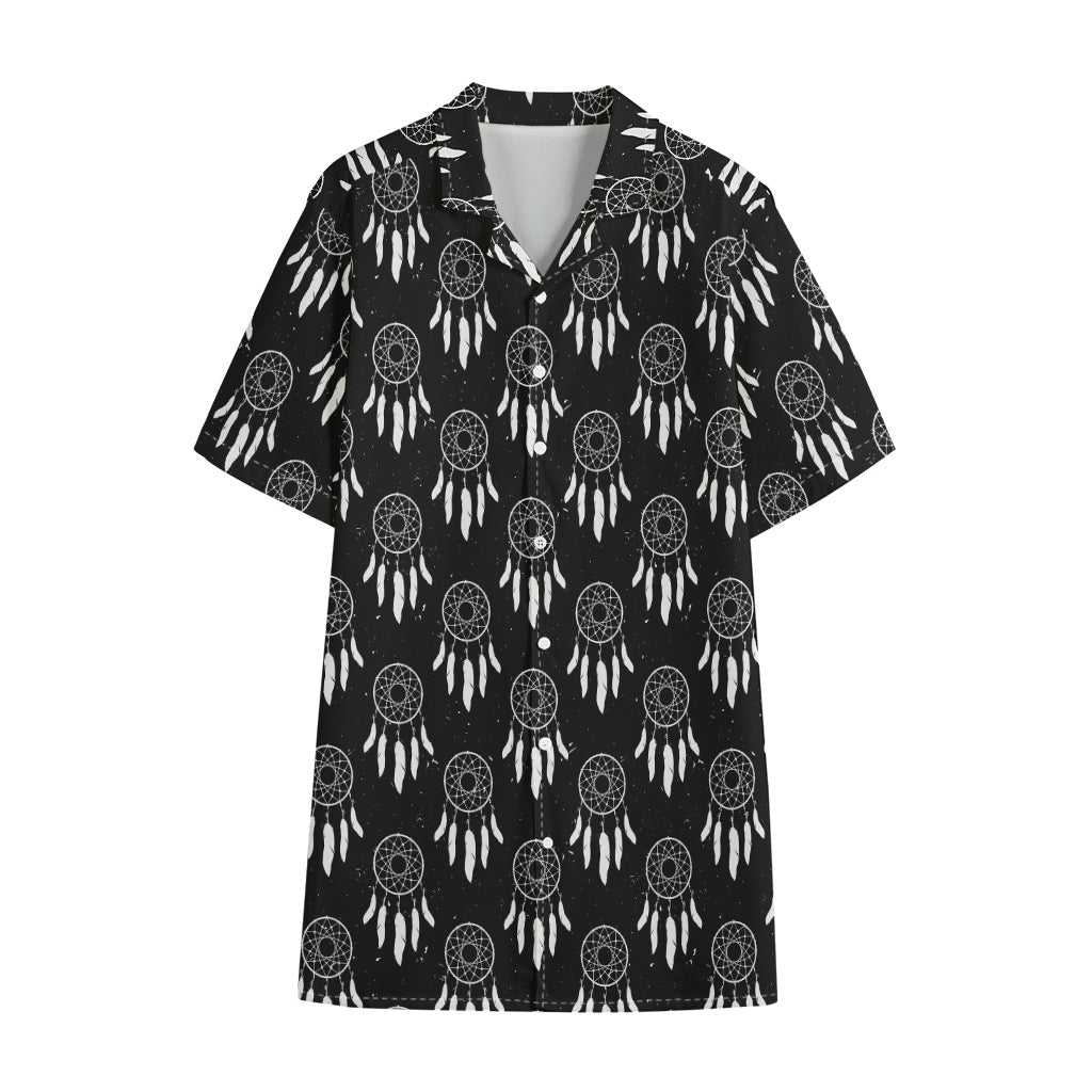 Black And White Dream Catcher Print Cotton Hawaiian Shirt