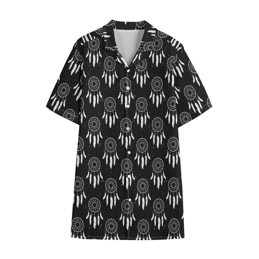 Black And White Dream Catcher Print Cotton Hawaiian Shirt