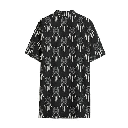 Black And White Dream Catcher Print Cotton Hawaiian Shirt