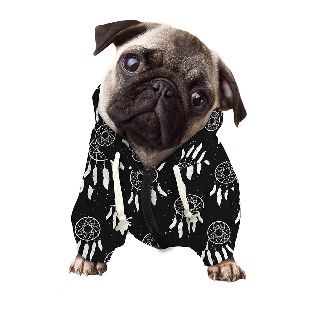 Black And White Dream Catcher Print Dog Zip Up Hoodie