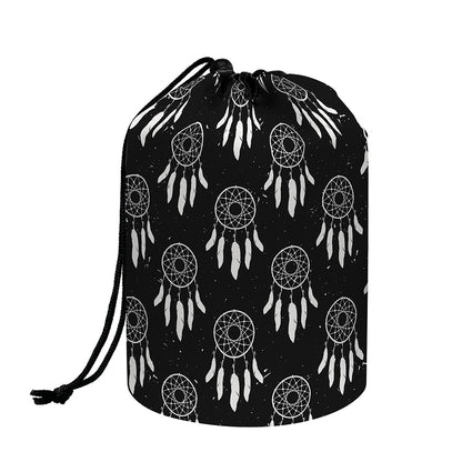 Black And White Dream Catcher Print Drawstring Makeup Bag