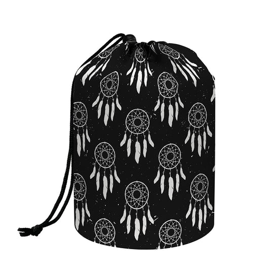 Black And White Dream Catcher Print Drawstring Makeup Bag