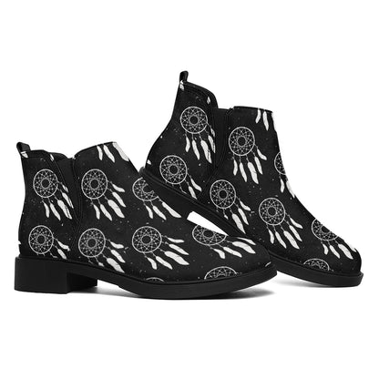Black And White Dream Catcher Print Flat Ankle Boots